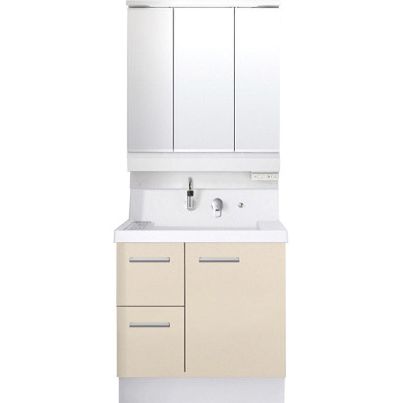 K1H5-755SYN/HV2H+MK1X4-753KXJU 洗面化粧台 K1シリーズ 片引出タイプ + 3面鏡全収納 スリムLED照明(寒冷地向け) INAX(LIXIL) ボウル容量20L 間口750mm