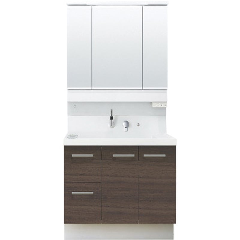 K1H5-905SY/LD2H+MK1X4-903KXJU 洗面化粧台 K1シリーズ 片引出タイプ + 3面鏡全収納 スリムLED照明(一般地向け) INAX(LIXIL) ボウル容量24L 間口900mm 76,890円