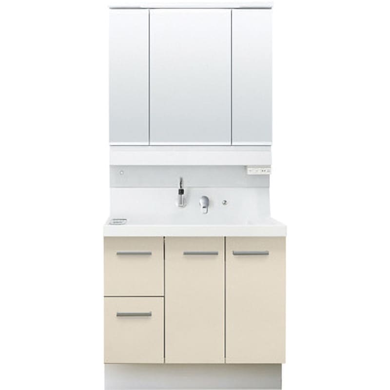 K1H5-905SY/HV2H+MK1X4-903KXJU 洗面化粧台 K1シリーズ 片引出タイプ + 3面鏡全収納 スリムLED照明(一般地向け) INAX(LIXIL) ボウル容量24L 間口900mm