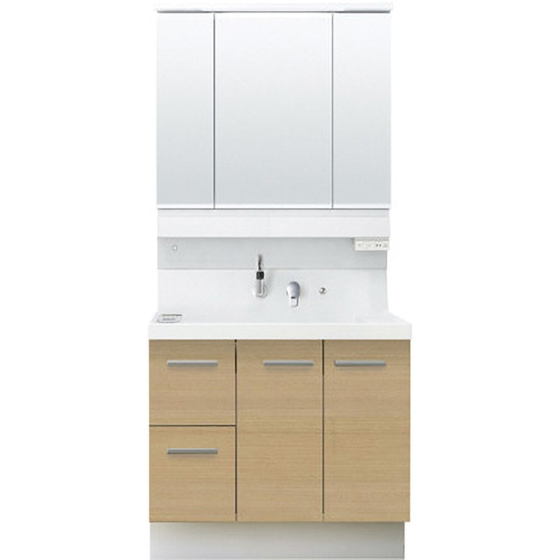 K1H5-905SYN/LP2H+MK1X4-903KXJU 洗面化粧台 K1シリーズ 片引出タイプ + 3面鏡全収納 スリムLED照明(寒冷地向け) INAX(LIXIL) ボウル容量24L 間口900mm