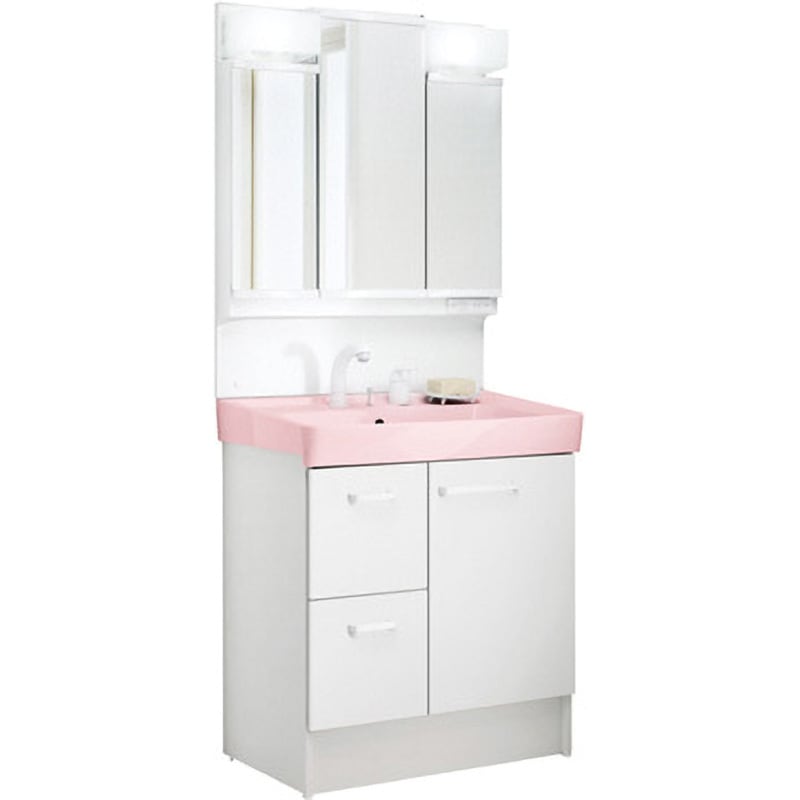 D7H5-755SY-W/VP1P+MD7X3-753TYJU 洗面化粧台 D7シリーズ 片引出タイプ + 3面鏡全収納 LED照明 INAX(LIXIL) ボウル容量15L 一般地向け用 間口750mm