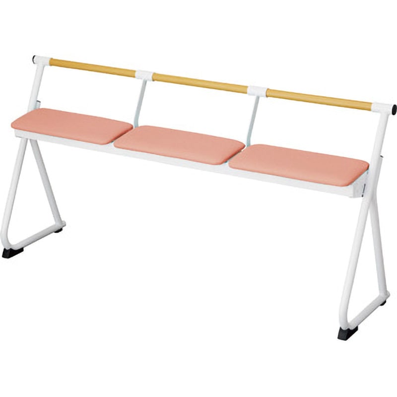 YB-130L-LE サポーターベンチ 3人掛け CONDOR(山崎産業) 背付 ピンク色 幅1630mm  YB-130L-LE