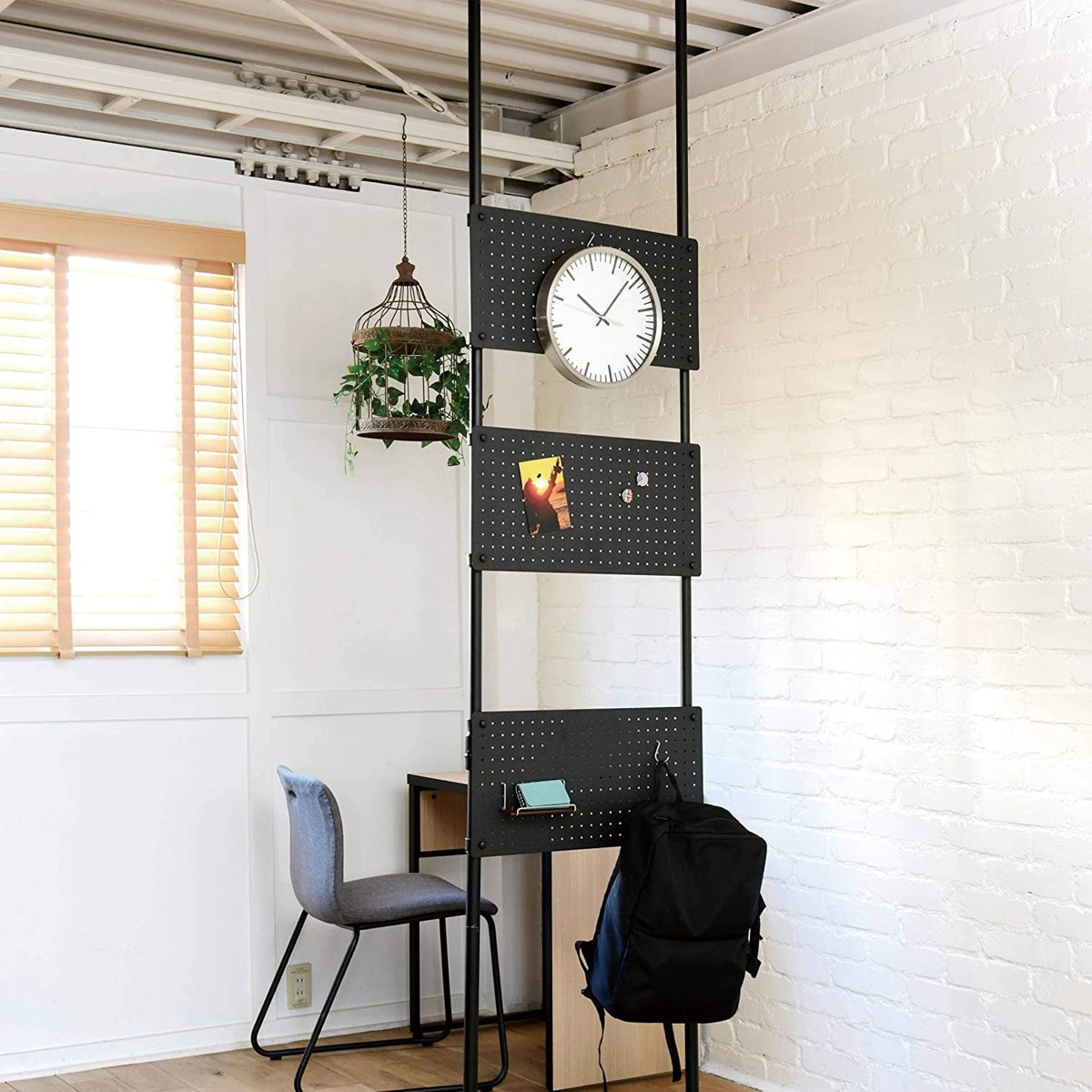 WJP-763RM(MBK) 突っ張りパーテーションラック 1台 YAMAZEN(山善