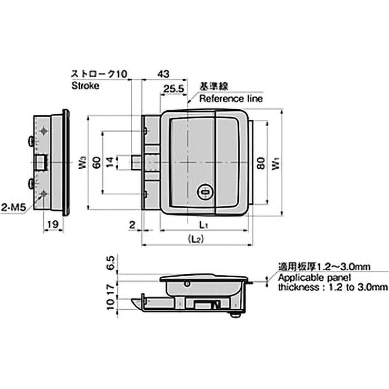 A-1151R-1-2 ステンレス ラッチ式平面ハンドル 1個 TAKIGEN(タキゲン) 【通販モノタロウ】
