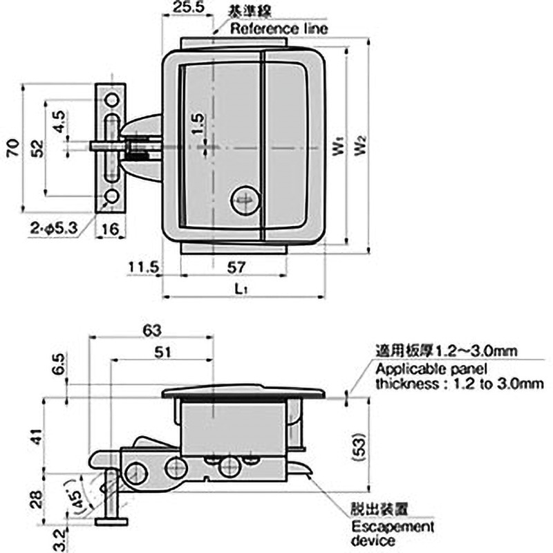 A-1151R-B-2-1(#400) スナッチロック平面ハンドル(耐振用) TAKIGEN(タキゲン) 鍵400