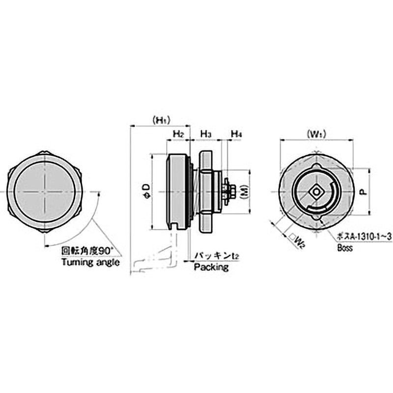 A-1310-3 ステンレス 防水カラーロックハンドル 1個 TAKIGEN(タキゲン) 【通販モノタロウ】