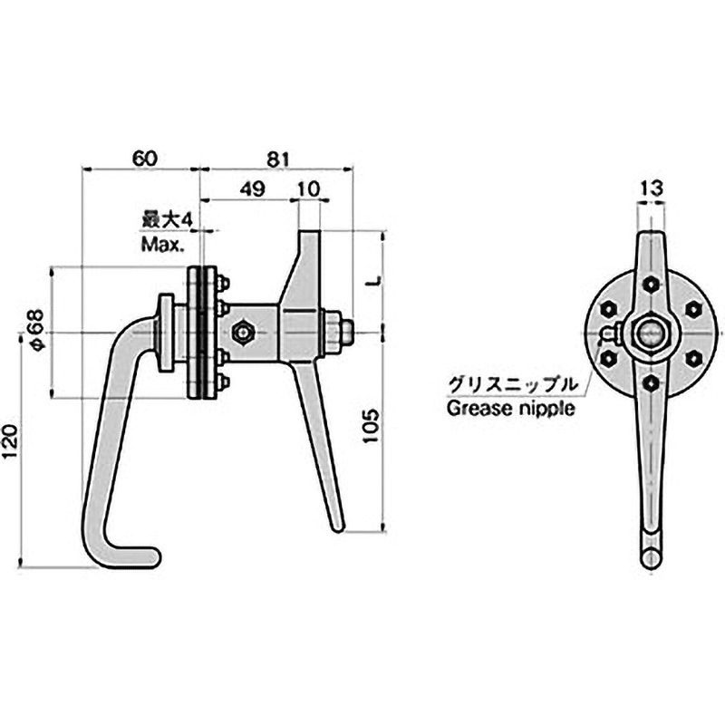 A-1325-1 ステンレス ハッチクリップ 1個 TAKIGEN(タキゲン) 【通販モノタロウ】