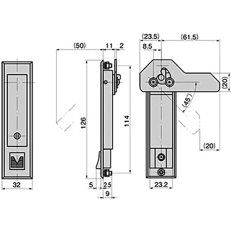 A-1600-A-1-2 ステンレス 平面ハンドル TAKIGEN(タキゲン) 適合板厚0～3.2mm