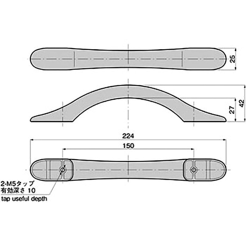 A-1823-TMP ステンレス取手 (取付けピッチ 150) TAKIGEN(タキゲン) 電解研磨(TMP)