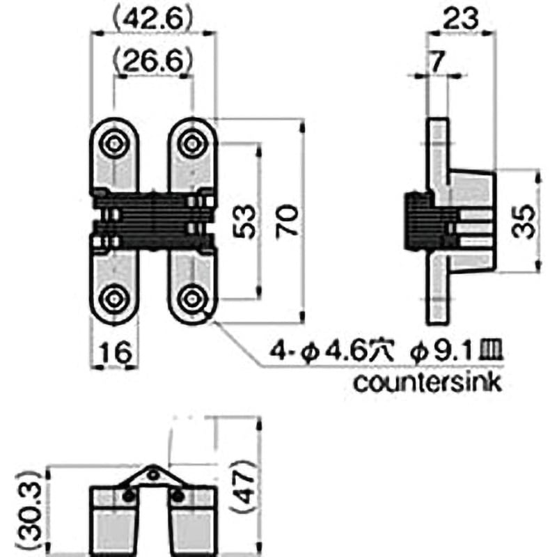 B-1-2 重量用平型蝶番 1個 TAKIGEN(タキゲン) 【通販モノタロウ】
