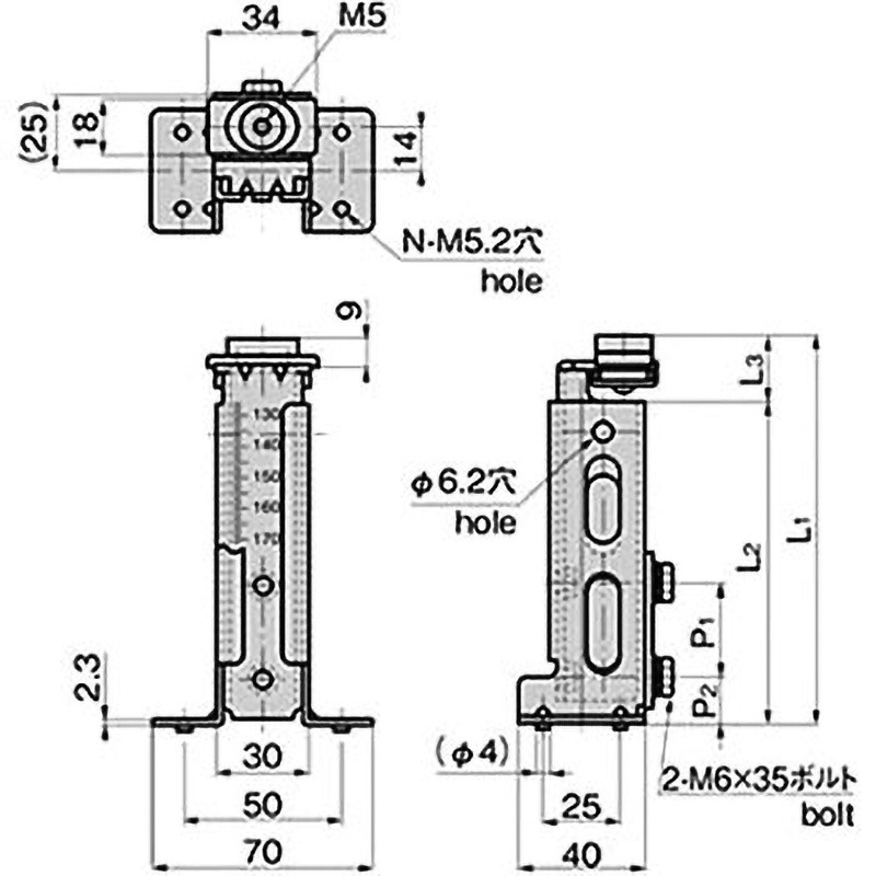 B-76-13 スライド式ポストヒンジ(ねじ受け型) 1個 TAKIGEN