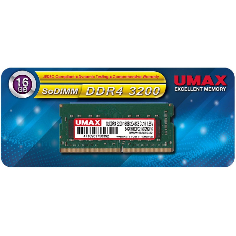 UM-SODDR4S-3200-16G ノートPC用メモリー SO-DIMM DDR4 16GB 1枚組 1台 UMAX 【通販モノタロウ】