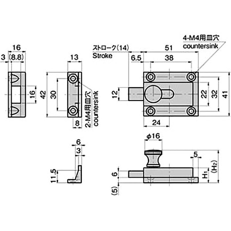 C-36-Z 角型ラッチ 1個 TAKIGEN(タキゲン) 【通販モノタロウ】