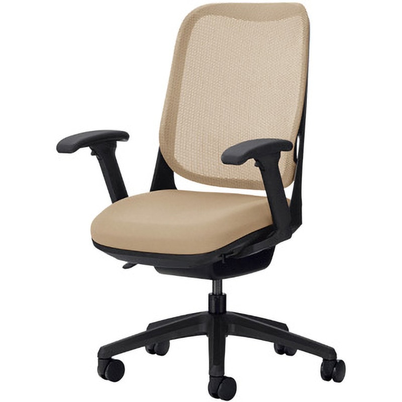 No.3567F-K ライド LION (ライオン事務器) キャスターあり 可動肘 肘掛あり サンドベージュ色 ブラックフレーム/ブラック脚 51,588円