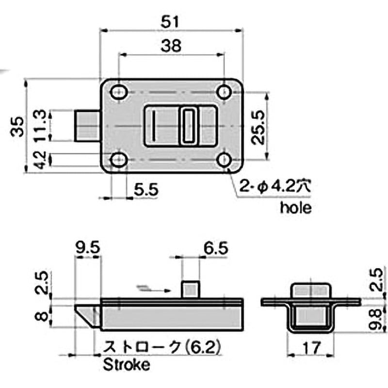 C-214 スライドボタンラッチ 1個 TAKIGEN(タキゲン) 【通販モノタロウ】