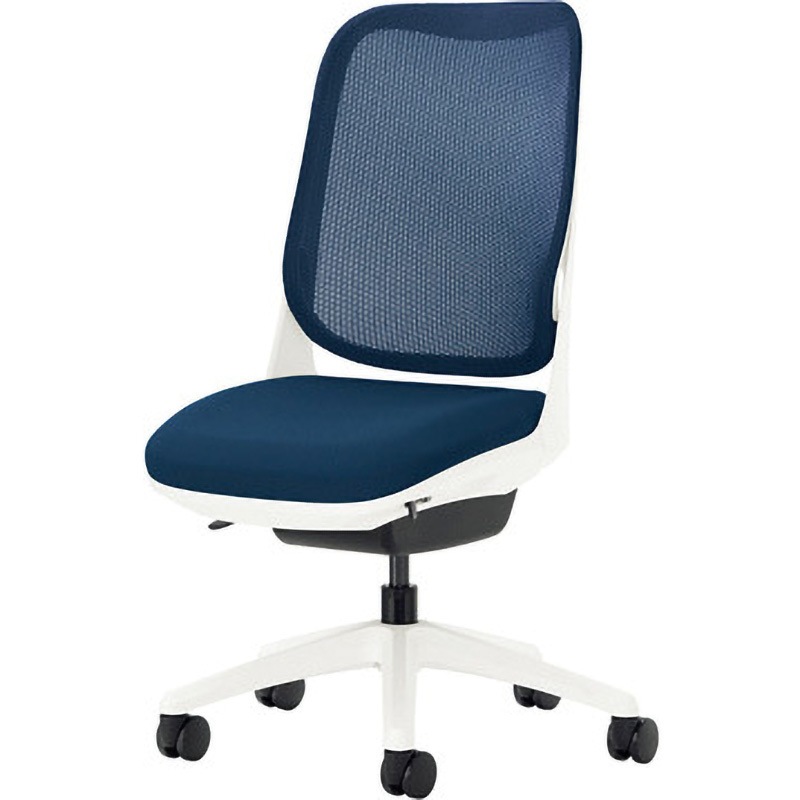 No.3560F-W ライド LION (ライオン事務器) キャスターあり 肘掛なし コズミックブルー色 ホワイトフレーム/ホワイト脚