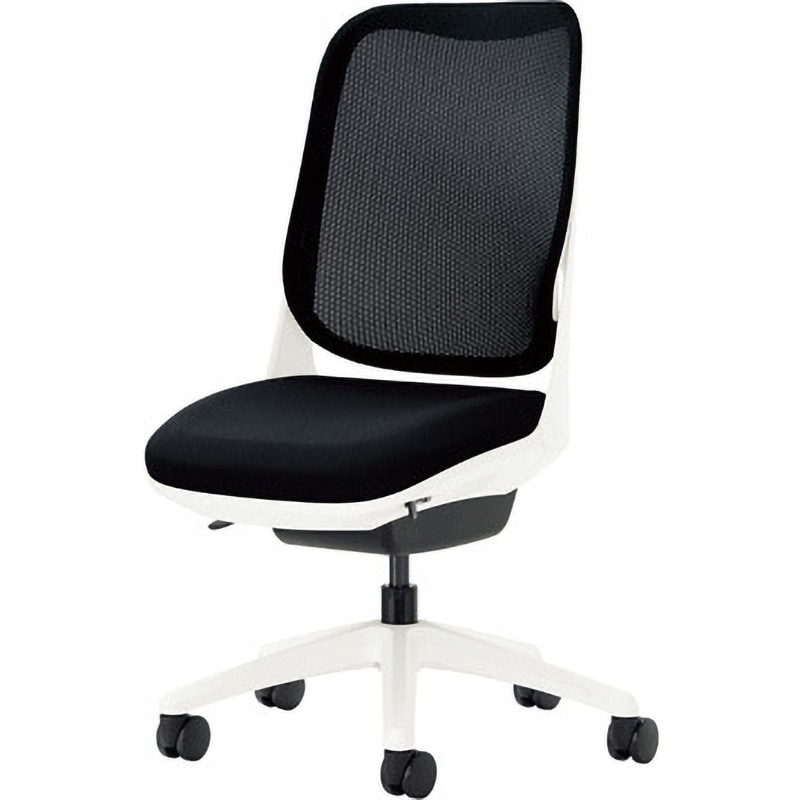 No.3560F-W ライド LION (ライオン事務器) キャスターあり 肘掛なし ブラック色 ホワイトフレーム/ホワイト脚