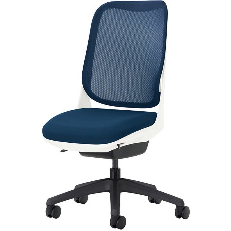 No.3560F-K ライド LION (ライオン事務器) キャスターあり 肘掛なし コズミックブルー色 ホワイトフレーム/ブラック脚