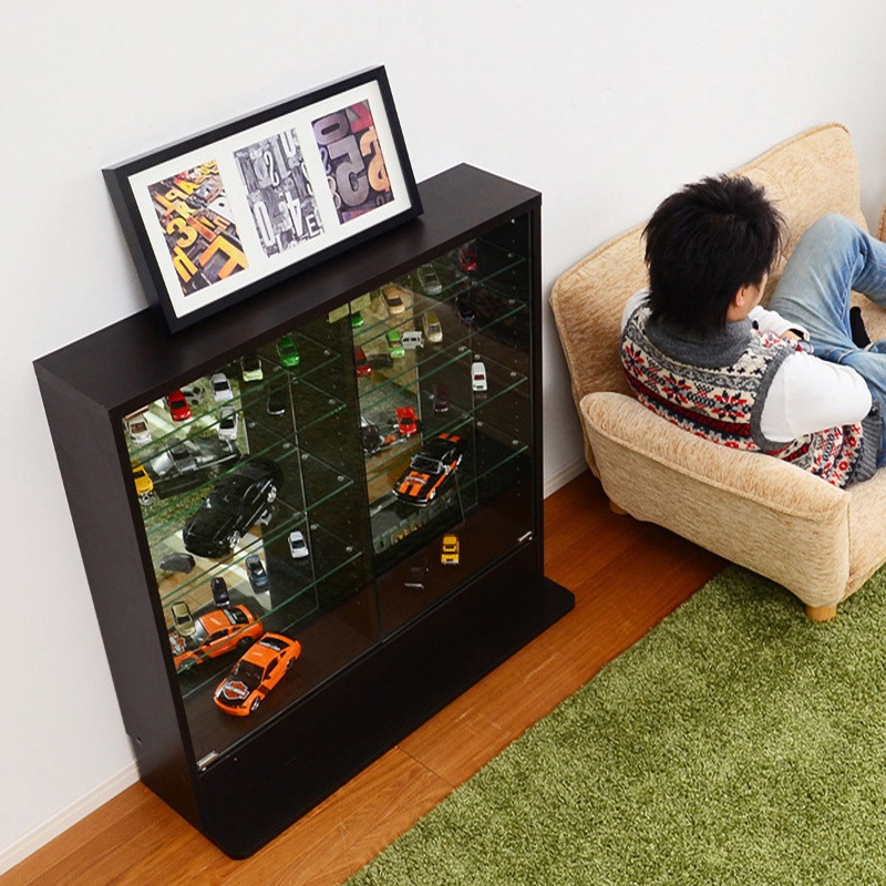 コレクションラック Luke 浅型ロータイプ ダークブラウン [7277] コレクションラック【-Luke-ルーク】浅型ロータイプ ホームテイスト