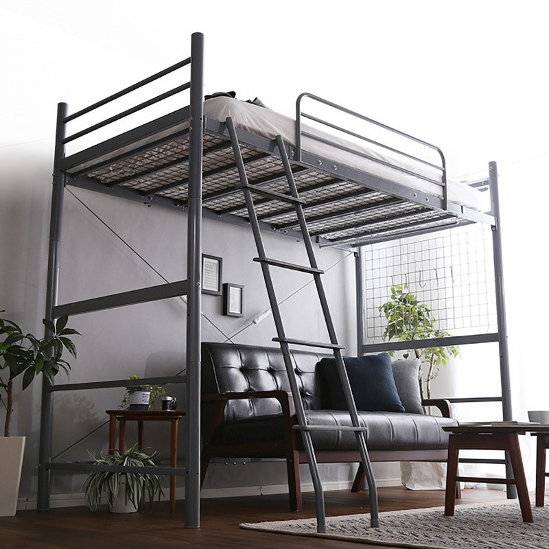 シルバー ロフトベッド シングルサイズ はしご付き 頑丈 ロフトベッド