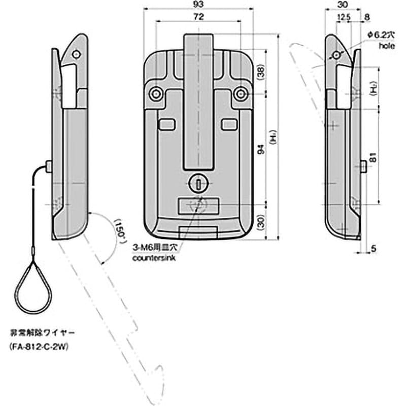 FA-812-C-2L-E ワンタッチハンドルキャッチ(非常解除付) TAKIGEN FA-812-C-2L-E ワンタッチハンドルキャッチ(非常解除付) TAKIGEN