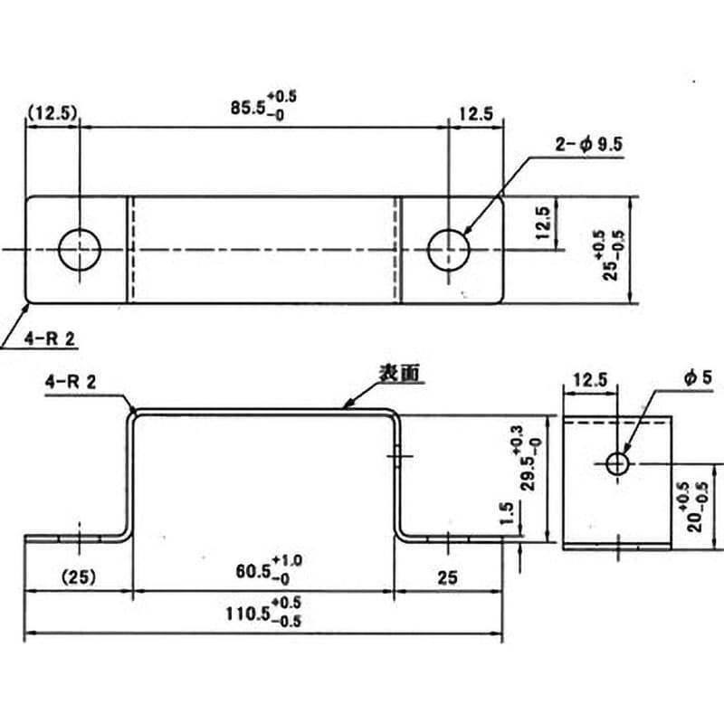 6506030 ステンレスサイドバンパー取付金具(角パイプ用) 1個 信和自動車工業 【通販モノタロウ】