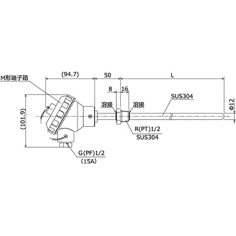 SRD-23M-120F05031614-F1P000009 端子箱付測温抵抗体 ネジ下挿入長300mm【端子台下シリコン充填】 1本 シマデン 【通販モノタロウ】