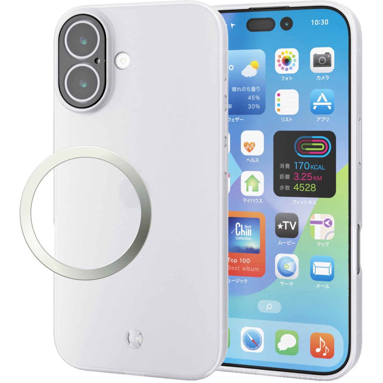 PM-A25AUCTKPWH iPhone17 ケース ソフト カメラレンズ搭載 磁気吸着