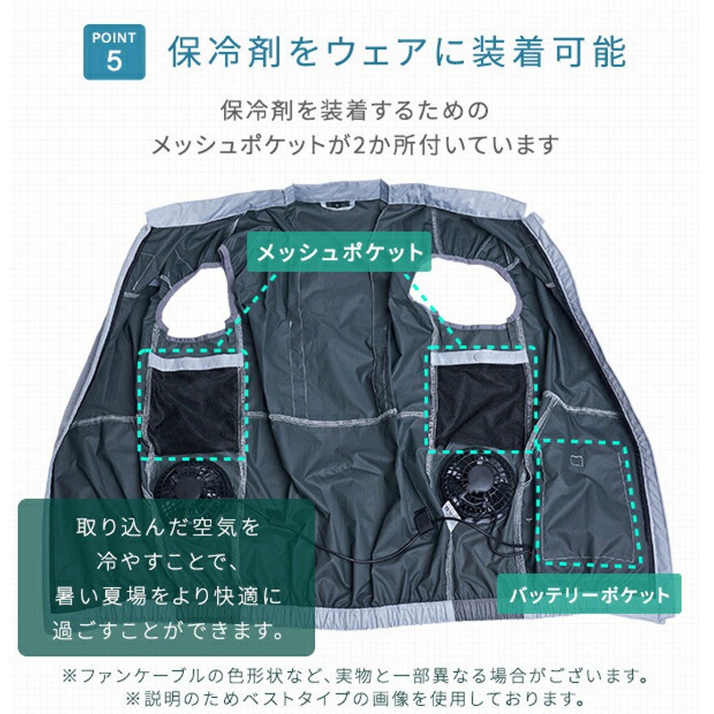 KF3SH1-3L NV 空調ウェア 半袖タイプ フルセット (ウェア、大ファン2個
