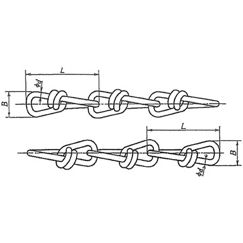 トグルピンサイズ10～16Φ用 船用鎖ひも両S形環付200mm ステンレス製 1