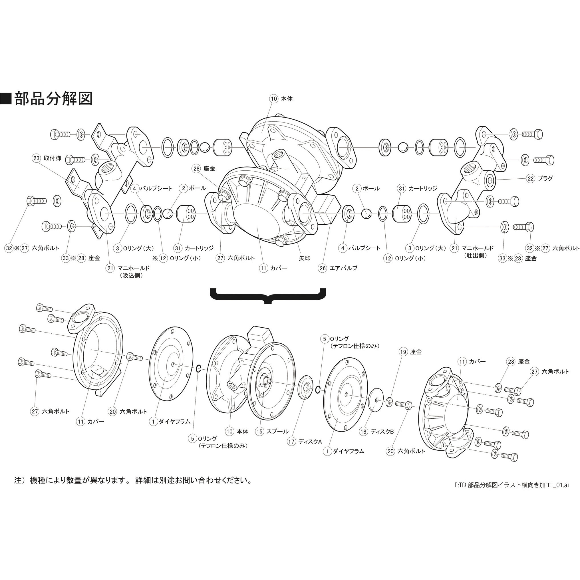 TD/08ATPKS ダイヤフラムポンプ用メンテナンスパーツ 1個 TAIYO 【通販