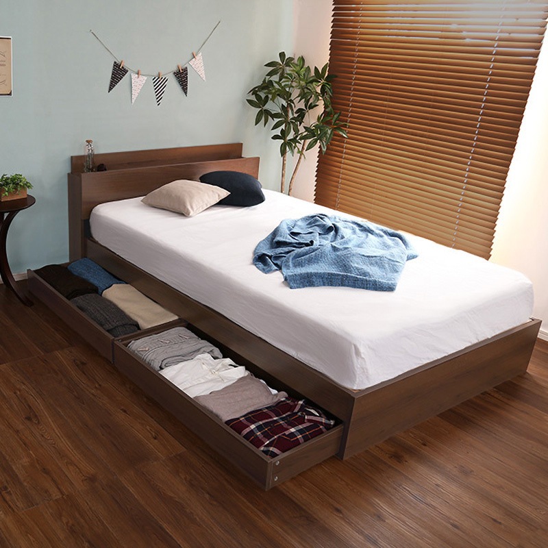 STL-S-WAL-TU 棚・コンセント付きチェストベッド Sサイズ【Reiz レイズ 】 1台 ホームテイスト 【通販モノタロウ】