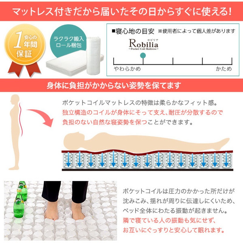 デザインベッド【-ENNER-（シングル）】（マットレス付き） 【公式通販】