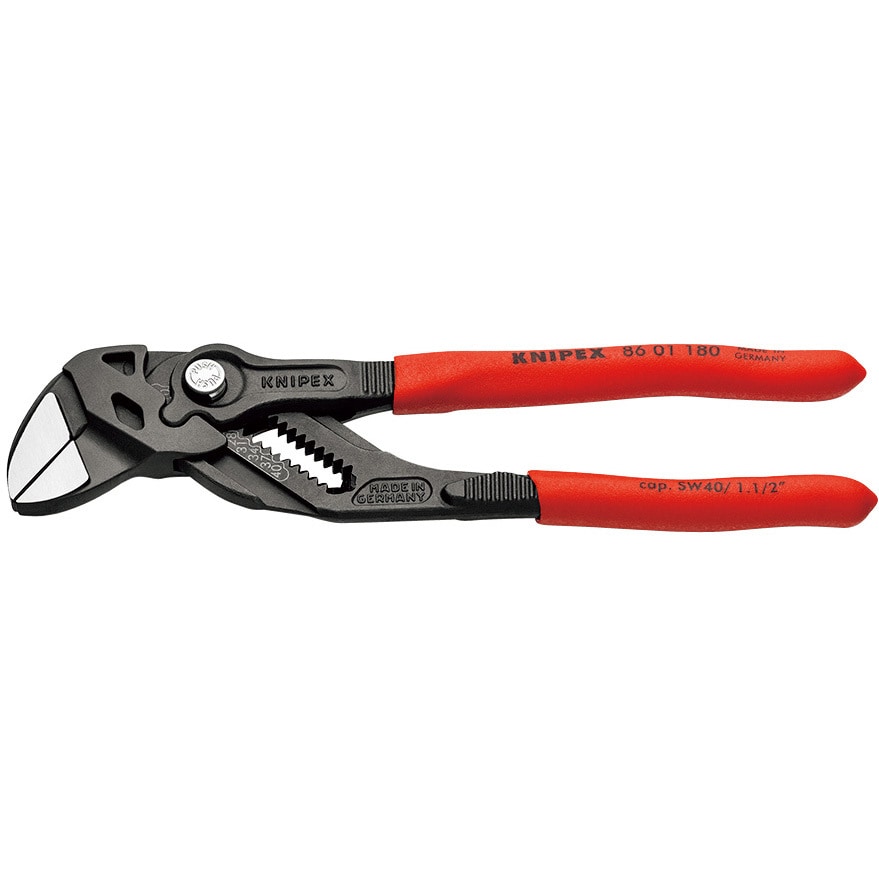 8601-180 プライヤーレンチ ソフトプラスチックハンドル(亜鉛メッキ・すべり止め付) 1丁 クニペックス(KNIPEX) 【通販モノタロウ】