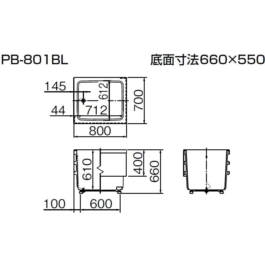 PB-801BL/L11 ポリエック浴槽 1台 INAX(LIXIL) 【通販モノタロウ】