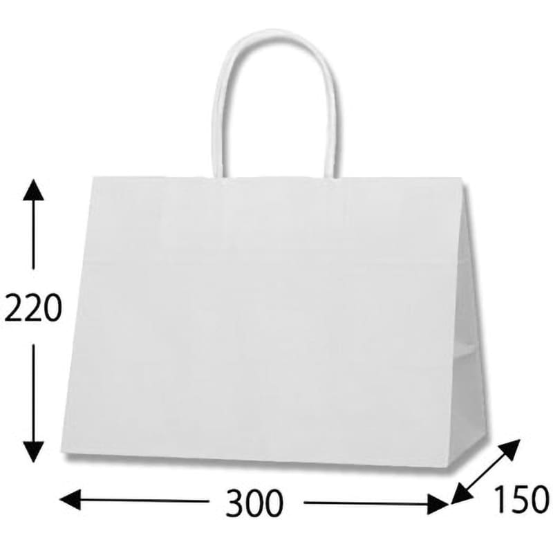 30-15 手提げ紙袋 白無地 丸紐 HEIKO 幅300mmマチ150mm高さ220mm 1パック(50枚) - 【通販モノタロウ】
