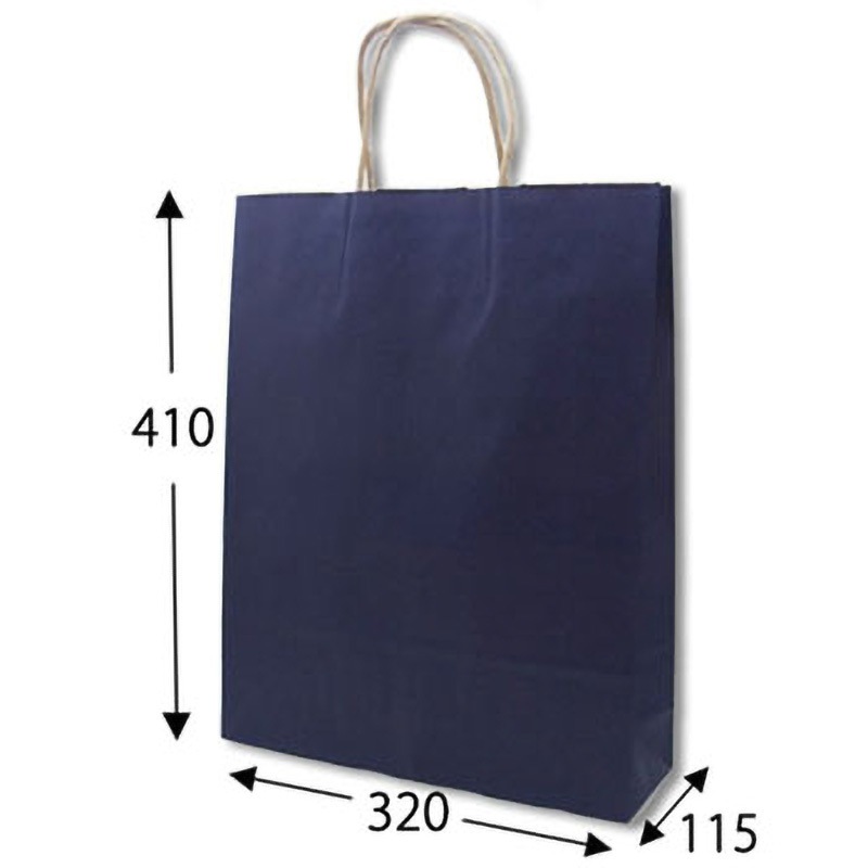紙袋 ネイビー 100枚入　新品未開封 2才 カラー手提げ紙袋 HEIKO 未晒ネイビー 幅320mmマチ115mm高さ410mm