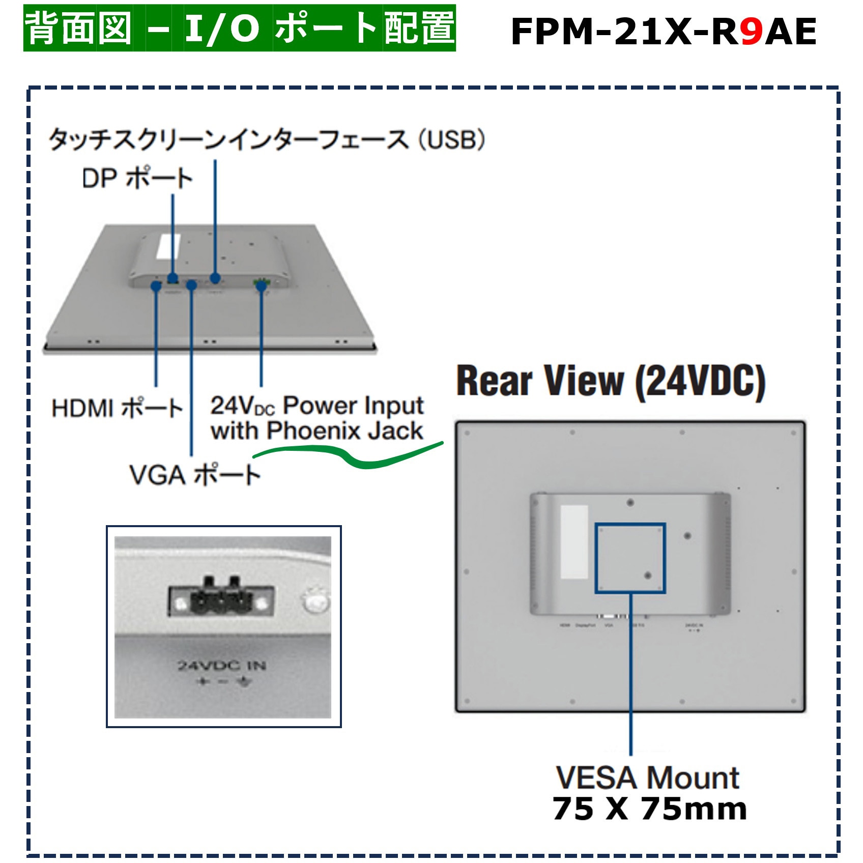 FPM-219-R9AE タッチパネルモニター組込型(抵抗膜方式) 1個 Advantech