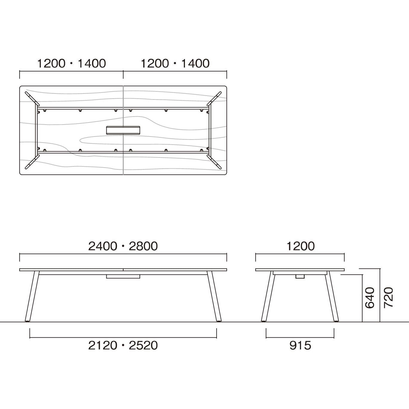 LNE-H2412W-OW ビッグテーブル ニシキ工業 オフホワイト色 高さ