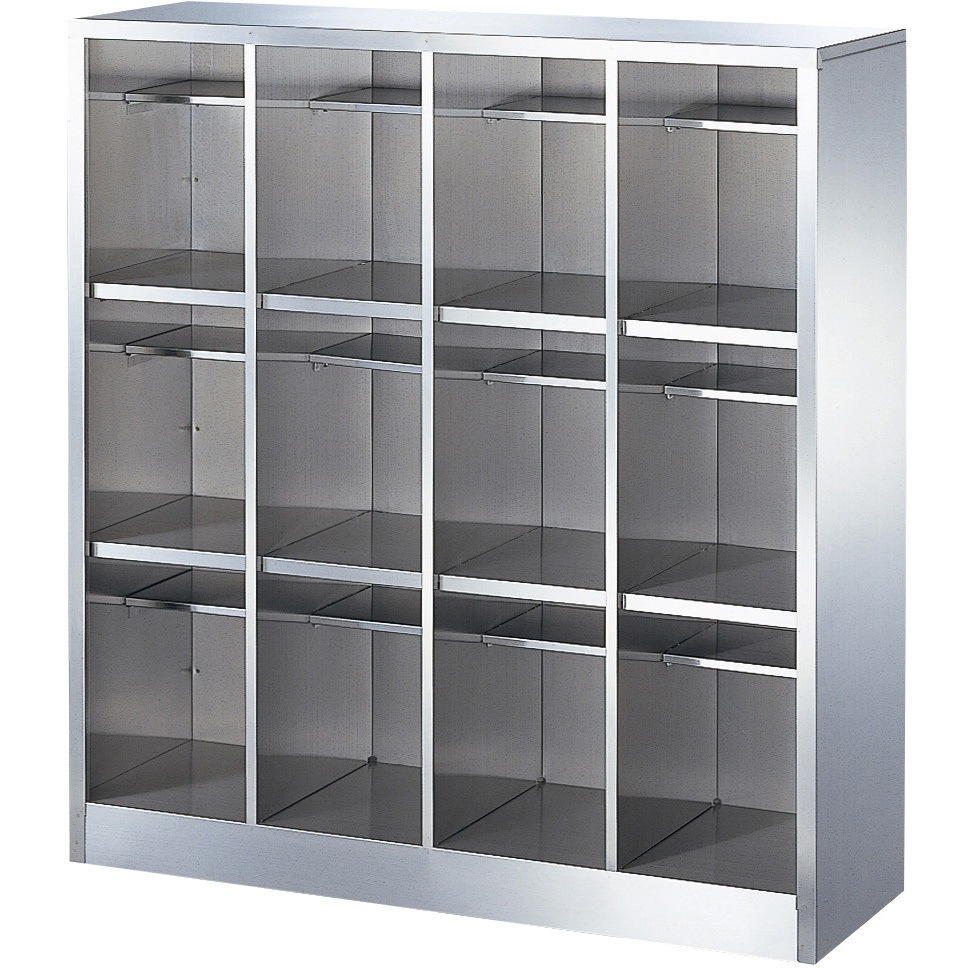 BS-SUSLL12 オープンステンレスシューズボックス 三島精器 中棚有り 12人用   BS-SUSLL12