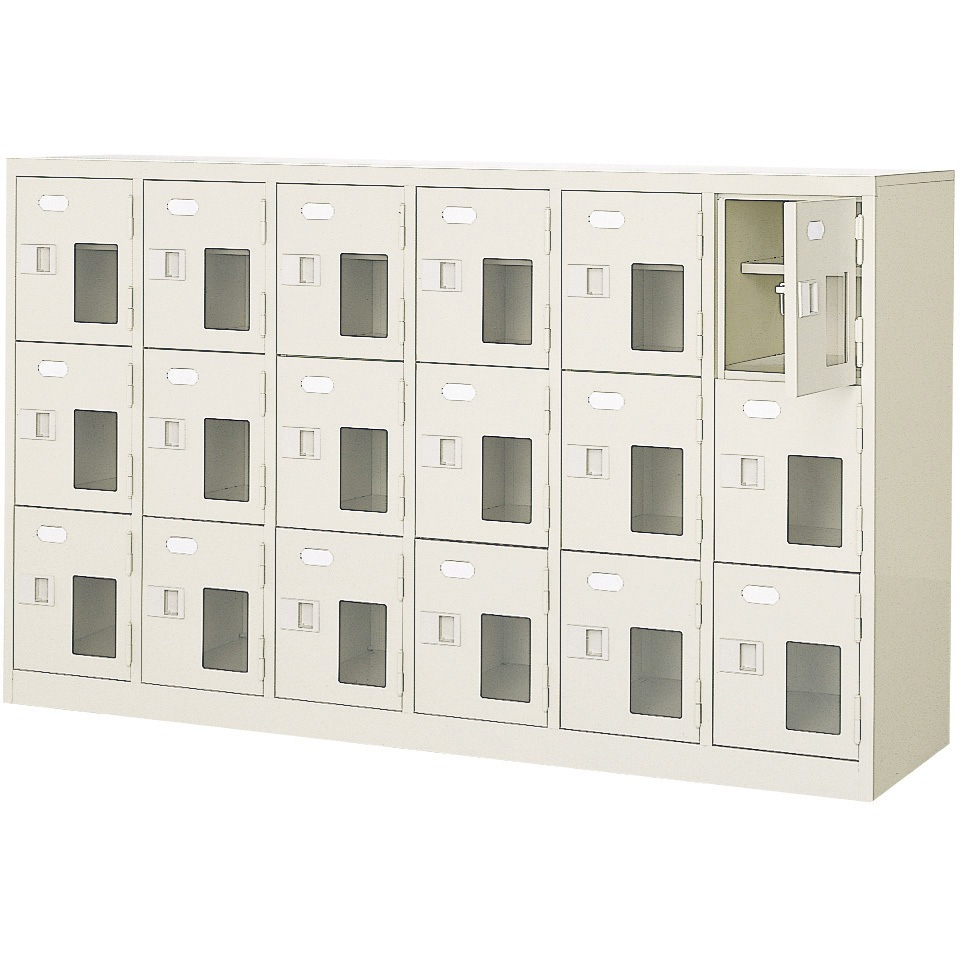 BST6-3HMXN 扉付 シューズボックス 鍵無 BST6 三島精器 18人用 中棚有り