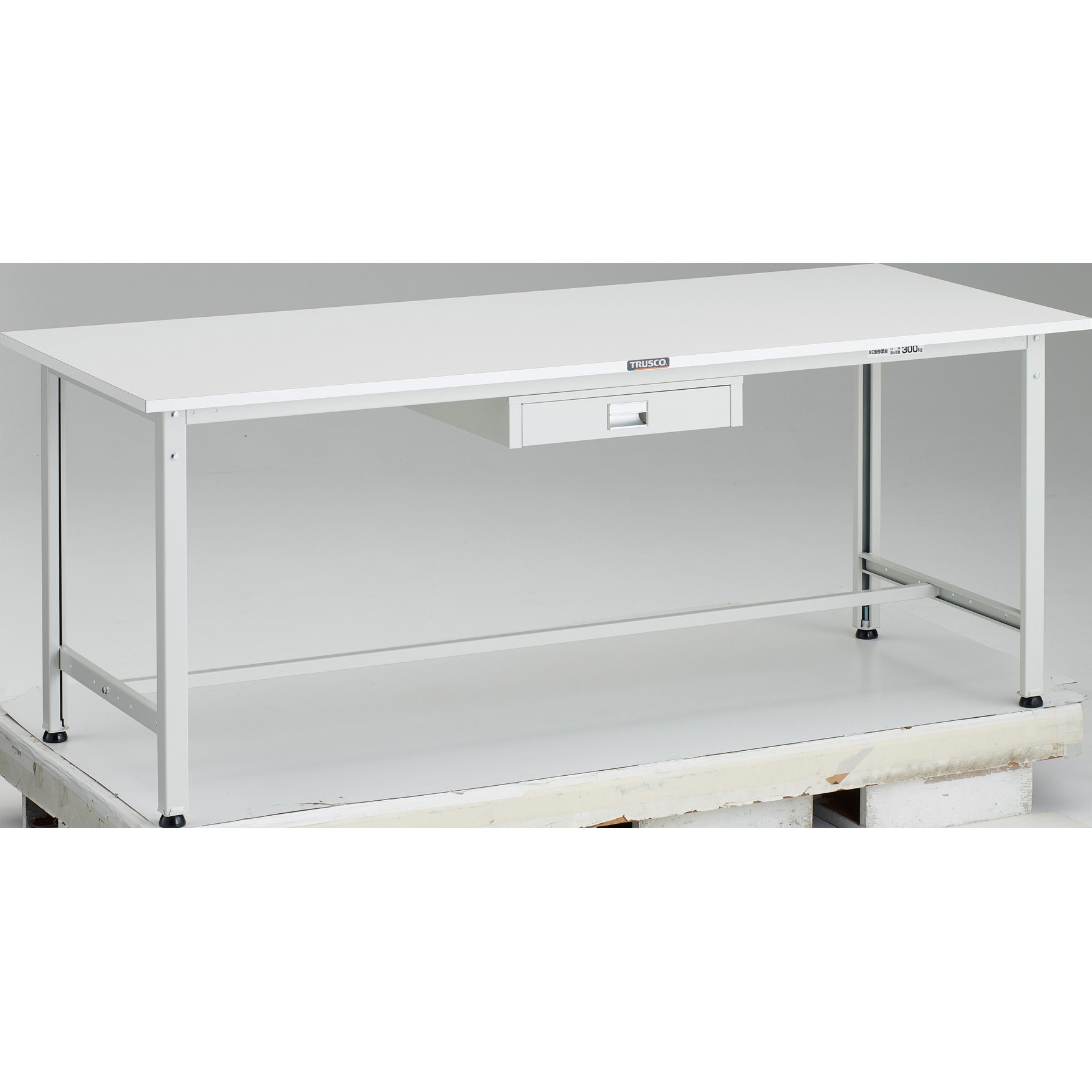 AE-1800UDC1 W 軽量作業台(薄型1段引出し付) ポリ化粧天板 TRUSCO 荷重300kg 間口1800mm奥行750mm高さ740mm