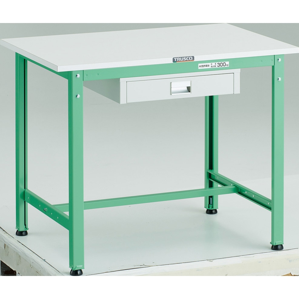 AE-0960UDC1 YG 軽量作業台(薄型1段引出し付) ポリ化粧天板 TRUSCO 荷重300kg 間口900mm奥行600mm高さ740mm  AE-0960UDC1 YG