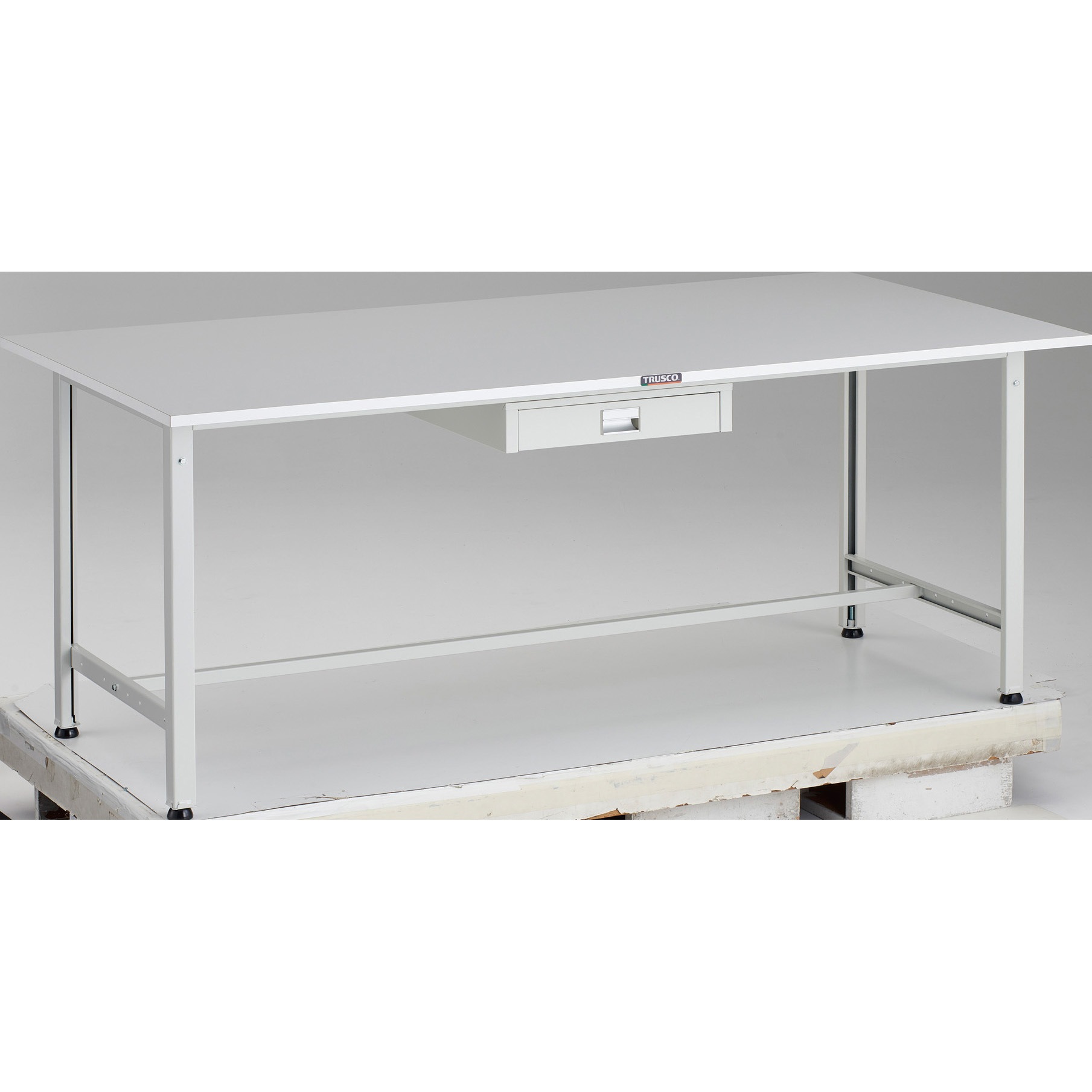 RAE-1809UDC1 W 軽量作業台(薄型1段引出し付) リノリューム天板 TRUSCO 荷重300kg 間口1800mm奥行900mm高さ740mm  RAE-1809UDC1 W