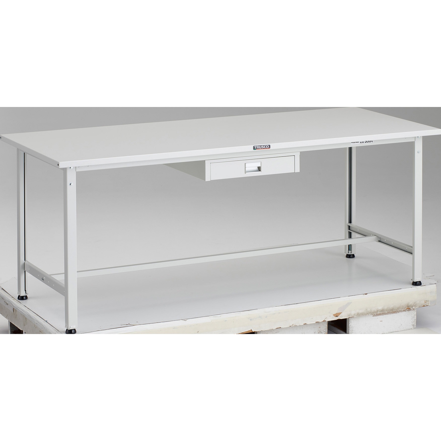 SAE-1800UDC1 W 軽量作業台(薄型1段引出し付) スチール天板 TRUSCO 荷重300kg 間口1800mm奥行750mm高さ740mm  SAE-1800UDC1 W