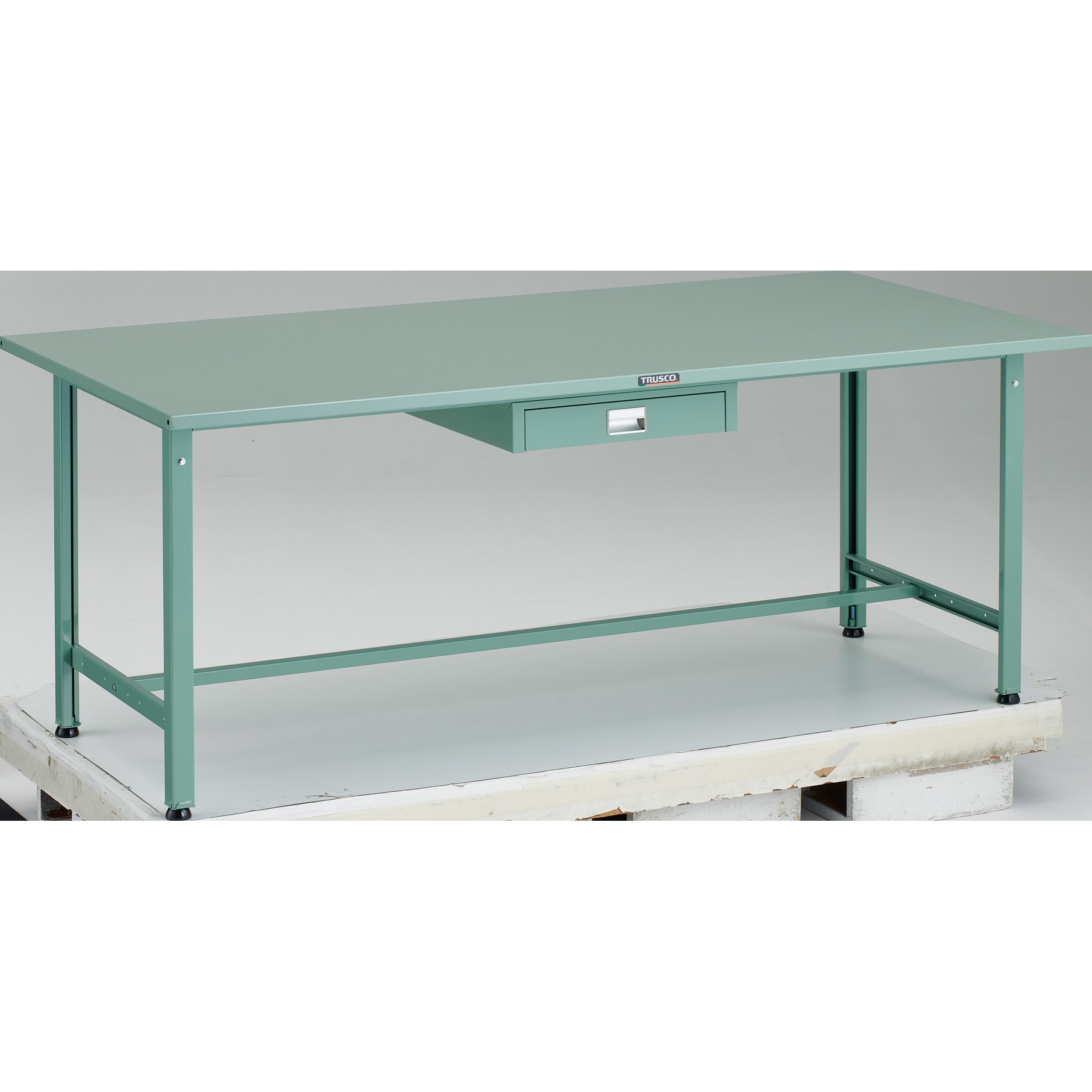 SAE-1809UDC1 軽量作業台(薄型1段引出し付) スチール天板 TRUSCO 荷重300kg 間口1800mm奥行900mm高さ740mm  SAE-1809UDC1