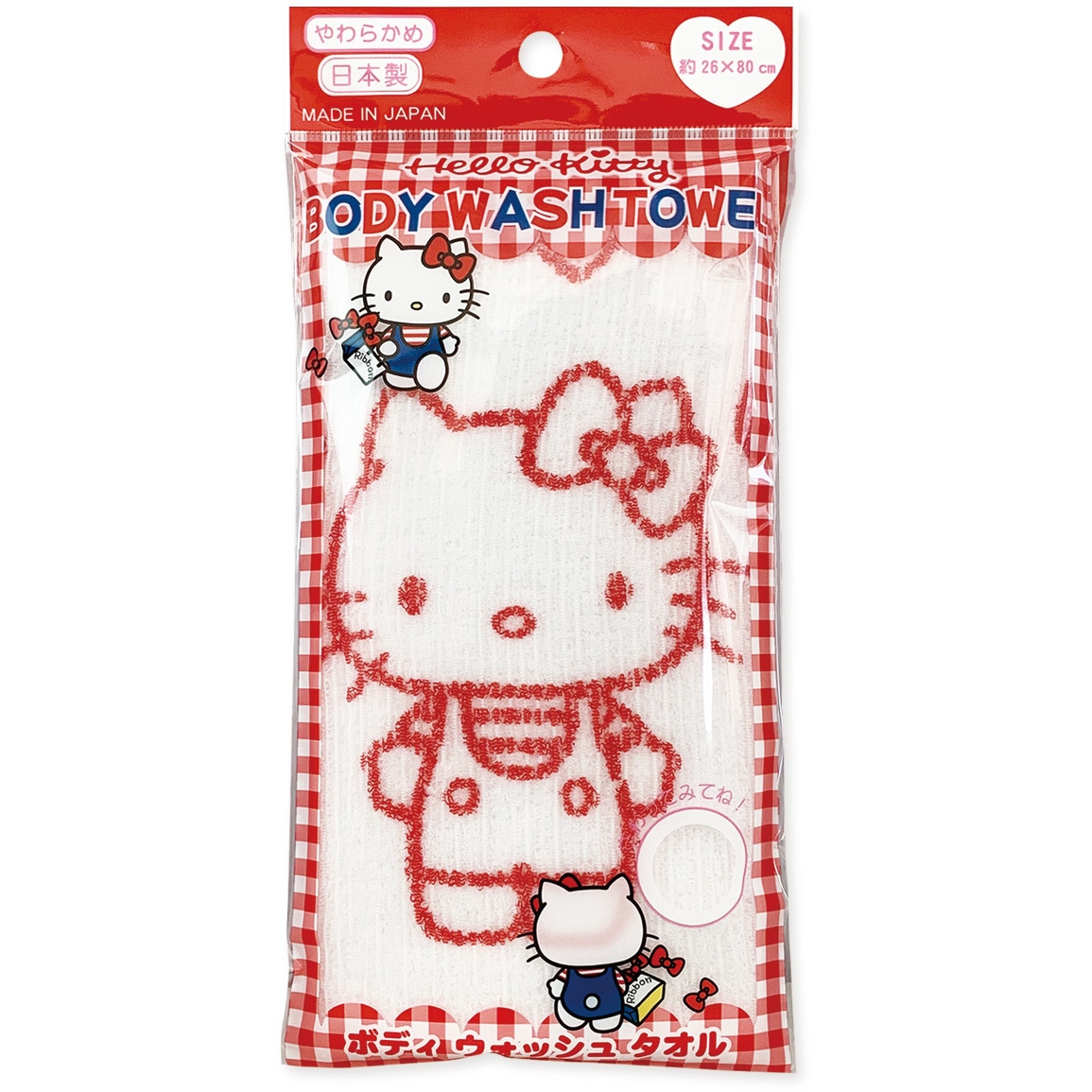 409532 ハローキティボディタオル タツネ ホワイト・レッド色 - 【通販