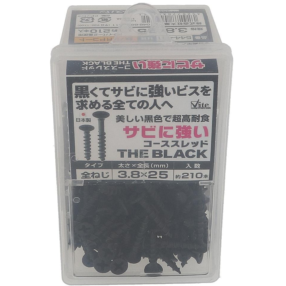 3.8x25 サビに強いコーススレッド 黒 (ブラック) OHSATO(大里) 材質:鉄