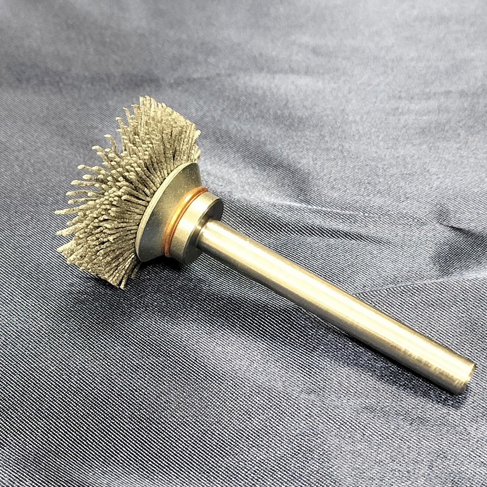 HBSG-030 砥粒入りナイロン 軸付ミニベベルブラシ特厚 高島産業 軸径6mm外径30mm 1本 HBSG-030