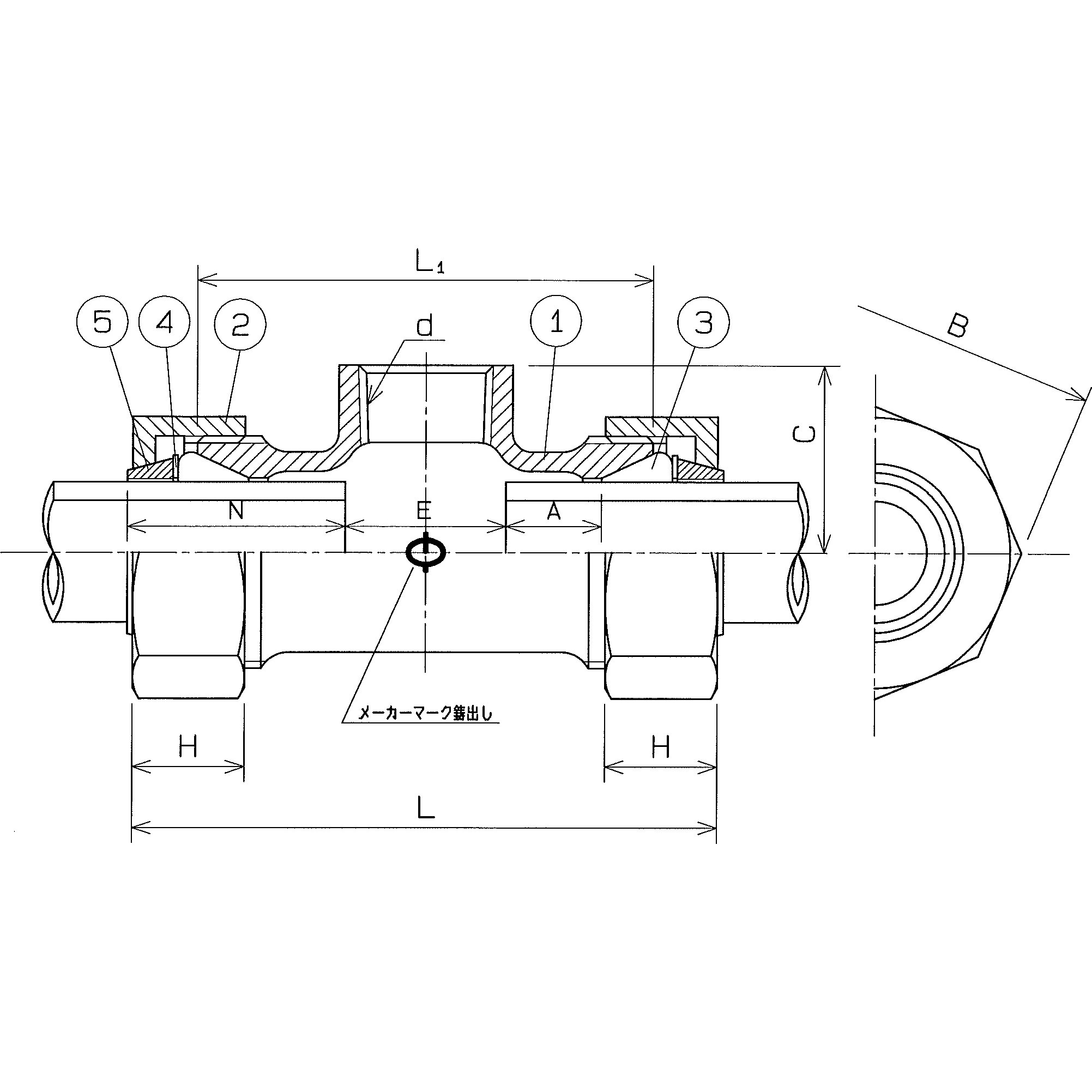 LAカップリングHI-LA型 チーズ 呼び径(A)50 リケン 2829380 リケン